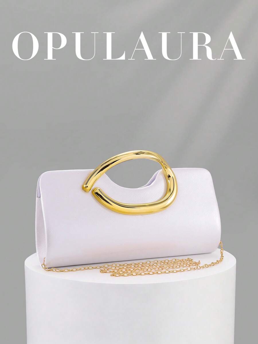 OpulAura 复古纯色手拿包,多功能迷你钱包,时尚PU皮革手提包,适合婚礼、派对、盛会、晚宴和其他场合。 - 白色 - 查看 1