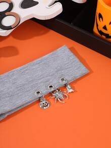 1pc Halloween Metal Pendant Elastic Headband, Spider Pumpkin Ghost Charm Wide Headband, Holiday Party Cosplay Costume Headpiece - Multicolor - View 5