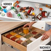 12/24pcs Mini Square Glass Kitchen Spice Jars, Food Storage Containers With Lids, Transparent Glass Airtight Jars For Spices, Coffee Beans, Nuts, Grains, Dried Goods, Stackable Pantry Countertop Storage Organizer - View 6