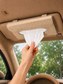 Car Sun Visor Tissue Box, Wrinkled PU Leather Car Tissue Storage Box, Hanging Tissue Storage Box, Easy To Use, Car Interior Storage Box, Car Accessories, Suitable For Drivers And Passengers, Travel And Daily Use, Spring/Summer Birthday Gift, New Car Gift, Best Color - Multicolor - View 1
