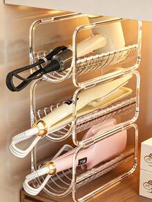 1/2pcs Transparent Visible Hair Curler Storage Rack, Bathroom Cabinet Under-Counter Hair Dryer And Straightener Storage Box, Dormitory Vanity Table Hair Curler Storage Box - Multicolor - View 3