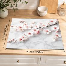 1pc Plum Blossom Marble Pattern Diatomaceous Earth Absorbent Bowl & Dish Drying Mat, Suitable For Kitchen Countertop, Home Dining Table Decor, Coffee Machine Mat, Breakfast Mat, Table Mat And Holiday Party Decoration - Multicolor - View 9