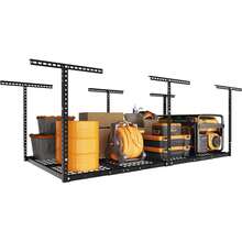 Overhead Ceiling Storage Rack, Height‑Adjustable Structure With Heavy‑Duty Load Capacity, Versatile Organizer For Household Storage Space - Hammertone - View 1
