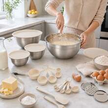 6 Pcs Stainless Steel Mixing Bowls Set With Airtight Lids, Bottom Nesting Bowls For Baking, Cooking & Food Storage - View 2
