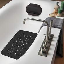 Black Bathtub Pillow, Equipped With 8 Suction Cups, Size 23 X 32 Cm, Washable - 1pc - View 4