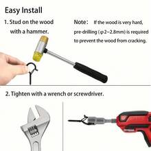 Screw-In Eye Hook With Spring Door Lock, Self-Tapping Metal Safety Hook, Suitable For Walls, Wood, Camping, Kitchen, Closet, Dorm, Used For Hanging String Lights, Plants, Cookware, Decorations, Keys, Indoor And Outdoor Multi-Purpose Hook Hardware - View 7