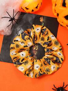 Halloween Elastic Fabric Printed Large Scrunchie Hair Accessory - Multicolor - View 16