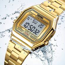 SKMEI 1415 Unisex Waterproof Square Digital Watch, With Alarm, Stainless Steel Band, Luxury LED Sports Watch - one-size - View 1