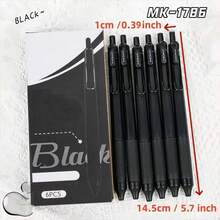 16PCS Minimalist Quick-Dry Black Retractable Neutral Pen Set, 0.5mm Nib, Fine Tip Retractable Black Ink Pen 6pcs + 10pcs Refills, Suitable For Writing, Journaling, Learning, Office (Black) Retractable Ballpoint Pen, Minimalist Design, High Aesthetic Value, Quick-Dry Ink, Let Students Easily Complete Exercises And Signatures, Welcome The New Semester! Gift For Teachers - Sets - View 5
