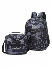 Set Ransel Kain Oxford Tahan Air, Ringan, Kapasitas Besar, Modis, dan Bergaya Kasual Kamuflase untuk Perjalanan Harian dan Kembali ke Sekolah - MultiWarna - View 12