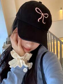 1件可調節棒球帽，粉色緞帶刺繡，可愛風格，適合四季，聚酯纖維材質，可折疊，拉鍊開合，女性完美禮物，刺繡棒球帽 - 彩色 - 查看 5