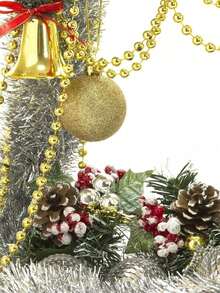 24/5m Christmas Bead Garland, Shiny Metallic Bead Chain String, Xmas Tree Hanging Decor, Bead String Ornament, Suitable For Fireplace Mantel, Wreath, Wedding Table And Indoor Holiday Party Christmas Tree Decoration - Multiple Styles - View 10