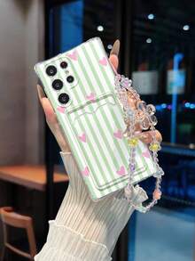 Android Striped Painted Transparent Four-Corner Card Slot Multi-Function Card Holder Wallet With Wrist Strap Thick Anti-Drop Phone Protective Case Compatible With Galaxy S25/S25PLUS/S25 Ultra/A16/A36/A26/A56/A50/A12/A32/A52/A72/A51/A21S/A13/A14/S24/S24PLUS/S24Ultra/S20/S23/S22/A53/S20FE/S21/,Compatible With Xiaomi 11/12Pro/12/12X/13Pro/14Pro/15Pro/X3pro/ Compatible With Redmi 10/9/Note9/12c/Note11pro/Note8Pro/9C/9a/Anti-Drop Phone Protective Case/Phone Shell - Multicolor - View 5