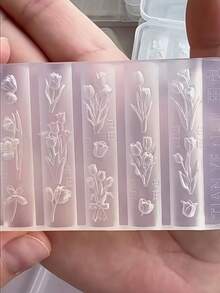 1pc Tulip & Iris Floral 3D Carved Nail Art Silicone Mold DIY Nail Decor - Clear - View 10