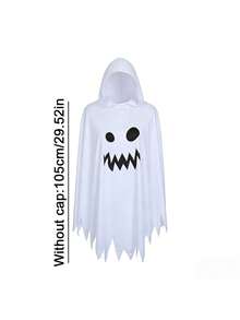 Adult And Children's Halloween Ghost Cape, Scary Face Cloak, Parent-Child Role Play Party Ghost Hooded Shawl - Multicolor - View 10