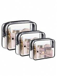 Unisex Transparent Travel Toiletry Bag - Lightweight PVC Material, With Zipper, Can Store Cosmetics And Medicines, Suitable For Carrying In Luggage, Can Be Used For Airport, Gym Or Daily Use, Transparent Storage Bag, Minimalist Practical Design, Secure Zipper Closure - Multicolor - View 8