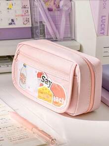 Large Capacity Transparent Pencil Case - Multifunctional Oxford Cloth Stationery Storage Bag With Zipper, Portable Cosmetic Storage Bag, Suitable For Office And School Supplies, Pencil Case, Back To School Season - Pencil Case - View 8