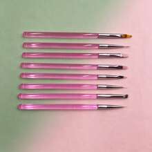 Transparent Pink Handle Nail Art Brushes 8Pcs Professional Manicure Painting Liner Drawing Pen For Beginner DIY Nail Design - Pink - View 8