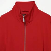 Women's Fashion Autumn Aviator Jacket, Stand Collar Zipper Jacket, Solid Color Pleated Street Style Casual Loose Short Jacket - Red - View 5