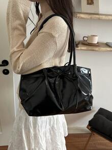Large Capacity Women's Tote Bag, Versatile Commuter Shoulder Bag For Women - Black - View 4