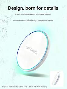 15W Fast Wireless Charger, Portable Wireless Charging Pad, Compatible With IPhone 17/16/15/14/13/12/SE/11/11 Pro/XS Max/XR/X/8 All Series; Also Compatible With Samsung S23/S22/Note Series And Other Android Phones, Supports Qi Universal Wireless Fast Charging, Suitable For Home, Office, Dormitory And Multiple Scenarios - White - View 2