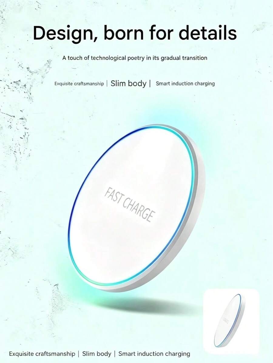 15W Fast Wireless Charger, Portable Wireless Charging Pad, Compatible With IPhone 17/16/15/14/13/12/SE/11/11 Pro/XS Max/XR/X/8 All Series; Also Compatible With Samsung S23/S22/Note Series And Other Android Phones, Supports Qi Universal Wireless Fast Charging, Suitable For Home, Office, Dormitory And Multiple Scenarios