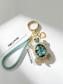 Turtle Keychain, Heart Combination Charm Keychain,Imitation Crystal Sea Turtle Key Ring, Perfect Gift For Women, Teacher'S Day /Thanksgiving Gifts - Multicolor - View 11