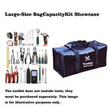 Portable Handheld Zipper Large Capacity Tool Bag, Hardware Storage Organizer, Handheld Tool Case, Zipper Tool Bag, Suitable For Home TV Furniture Repair, Screwdriver Pliers Nuts Bolts Storage - Black - View 4