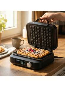 CAMRY Waffle Maker With LED Display, Belgian Waffle Iron, Electric Waffle Machine - Digital Display, Non-Stick Plates - EU E Type Plug(220-240V) - View 1