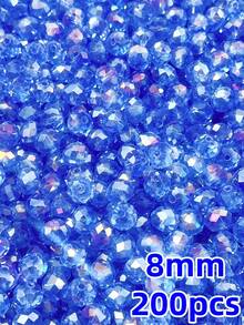 100pcs 8mm Premium Flat Round Loose Crystal Glass Beads, Handmade DIY Jewelry Bracelet Necklace Accessories - Bright Gold - View 8