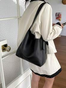 2026 New Large Capacity Pleated High-End Fashion Luxury Versatile One Shoulder Handbag With Detachable Small Pouch - Black - View 4
