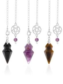 1pc Spiritual Cone Crystal Pendulos For Dowsing Divination Witchcraft Natural Stone Amethysts Rose Quartz Black Obsidian Pendant Pendulos H496 - Pendulum - View 1