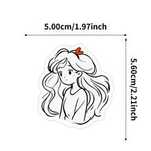 56pcs Black-And-White Girl Cartoon Sticker Ins Style Simple Mobile Phone Shell Plane Decoration Sticker Halloween Decoration Autumn Decoration Sticker Cute Halloween Christmas Scrapbook Supplies Paper. - Multicolor - View 3