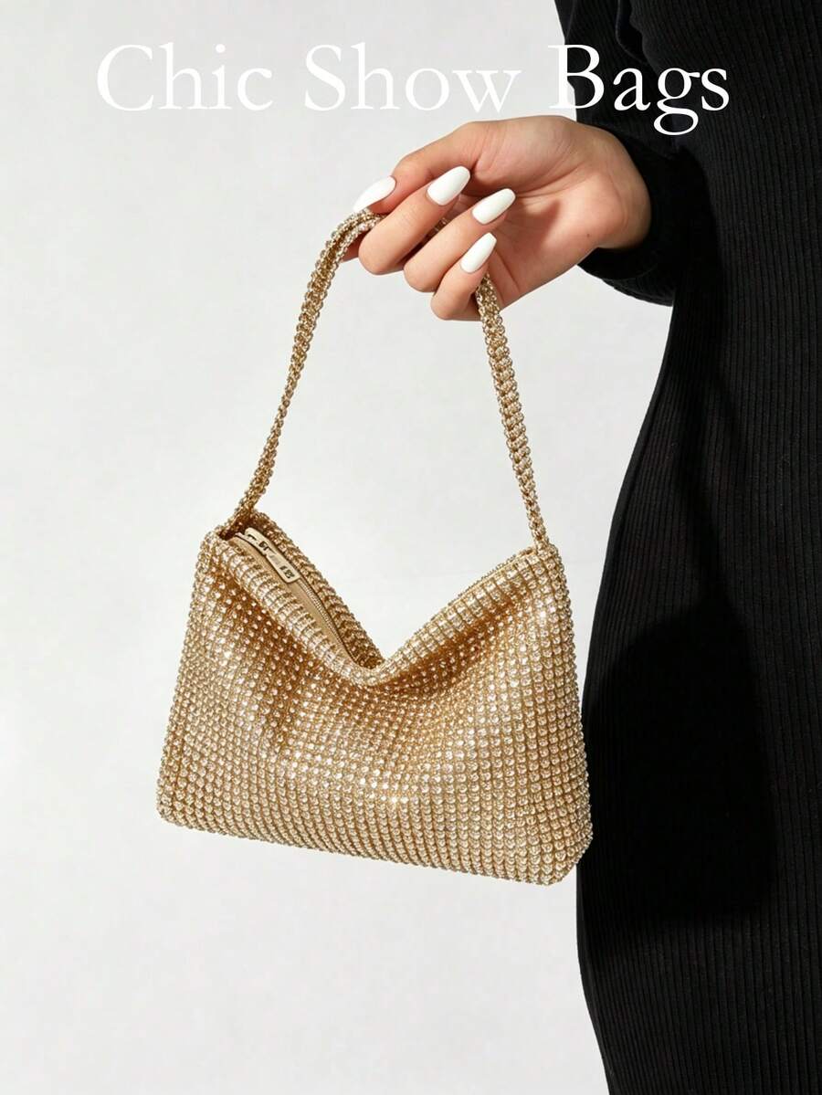 2026 New Rhinestone Clutch Bag, Colorful Sparkling Evening Bag, Elegant European & American Style Handbag, Fashion Party Banquet Dress Bag