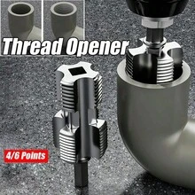 Pelador de rosca interna y externa para tuberías de agua del hogar mejorado, juego completo de pelador de rosca interna y externa estándar de 4 puntos y 6 puntos - A - Ver 5