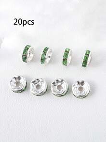 Christmas1/20 Pcs Red Green White 8mm Crystal Rhinestone Spacer Beads Set - Perfect For DIY Jewelry Making, Bracelets, Necklaces And Craft Gifts - Multicolor - View 15