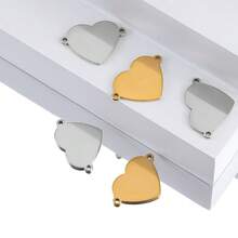 10Pcs Stainless Steel Heart-Shaped Pendant Connectors For DIY Earrings, Bracelets, Necklaces Jewelry Making Accessories - 10Pcs - View 2