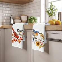2PCS Kitchen Towels, Autumn Robin Bird Pattern Kitchen Towels Dish Cloths, 40*60cm Rectangular Microfiber Absorbent Cleaning Kitchen Towels, Perfect For Kitchen, Dining Room And Bathroom Use, Kitchen Decor, Home Decor, Neighbor Housewarming Gift, Dish Cloths - Multicolor - View 9