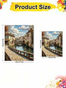 DIY European Canal Side Village Street (Frameless 8x12 / 16x20 Inches) Paint By Numbers Kit (Acrylic) Arts & Crafts For Adult Beginners, Home Wall Decor, And Unique Holiday Gifts For Relaxation - Sets - View 3