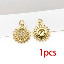 1pc 18K Golden Plated Charms Tree Of Life Palm Sunflower Daisy Leaf Enamel Rhinestone Pendants For DIY Bracelet Necklace Jewelry Making Findings - Gold - View 13