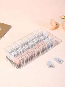 1pc Portable Desktop Contact Lens Storage Box, High-End Large Capacity Storage Box, Suitable For And Multiple Pairs Of Contact Lenses, Data Cable Storage Box - Clear - View 3