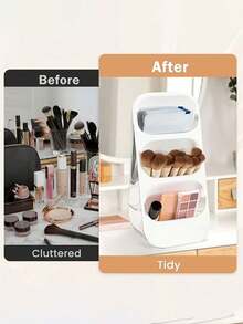 Desktop Cosmetic Organizer, Makeup Brush Storage, Large Capacity Countertop Storage Rack, Suitable For Vanity, Bathroom, Bedroom And Office Desk Makeup Tool Storage, Easy To Store Skincare Products, Makeup Brushes, Eyebrow Pencils, Lipsticks - Multicolor - View 3