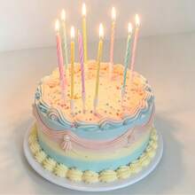 12 支糖果色直蜡烛，生日派对蛋糕装饰，高品质彩虹蛋糕装饰，适合生日、派对、婚礼、节日 - 彩色 - 查看 2