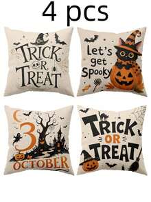 1/4 Stücke neue Halloween-Muster Kissenbezüge, Halloween-Thema Kissenbezüge, dekorative Kissenbezüge, quadratische Kissenbezüge, Halloween-Dekoration, dekorative Kissen, geeignet für Wohnzimmer, Sofa und Schlafzimmer Partydekoration, Kissenfüllung nicht enthalten - Verschiedenfarbig - Übersicht 8