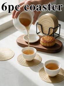 12pcs, Gold Hollow PVC Drink Coasters, Washable Table Decor, Non-Slip Tableware Mat, Breathable Heat Dissipation Cup Holder, Lightweight And Easy To Store, Suitable For Restaurant, Cafe, Homestay, Fit For Afternoon Tea, Holiday, Party, Gathering, Birthday, Wedding, Dinner - Multicolor - View 12