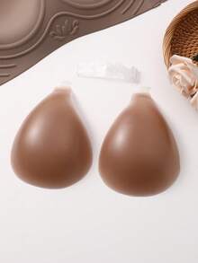 Teardrop Silicone Sticky Bra, Detachable Halter Neck Strap Push‑Up Invisible Adhesive Bra For Backless Tops, Wedding Dresses - Coffee Brown - View 3