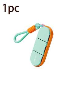 1/2PCS Dopamine Color Portable Pill Box With Woven Lanyard, 3-Compartment Silicone Seal Ring, Travel Vitamin Supplement Storage Box - Multicolor - View 15