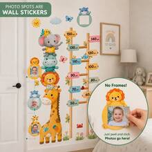 Large Photo Frame Height Measurement Wall Decal Cute Animal Growth Chart Wall Sticker, Height Ruler Decal With Photo Frame Design, Cartoon Jungle Wall Decor For Home Room Decoration - Wall Stickers - View 4