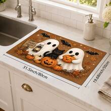 1pc Halloween Ghost Pattern Kitchen Absorbent Drying Mat, Fun Horror Style, Suitable For Halloween, Autumn Kitchen Countertop, Dining Table, Coffee Machine And Party Decoration - Multicolor - View 12