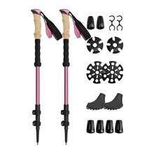 Adjustable Trekking Poles Lightweight Hiking Sticks Hiking Poles - Pink - View 7
